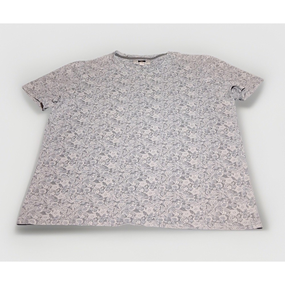 Joseph Abboud Mens Large Grey Floral Paisley‎ Cotton Stretch Crew Neck T-Shirt